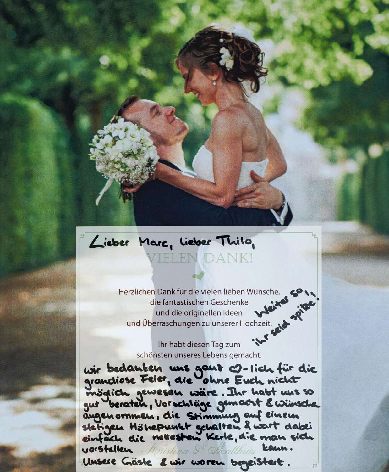 Dankesbrief von Hochzeitspaar an BIG Time