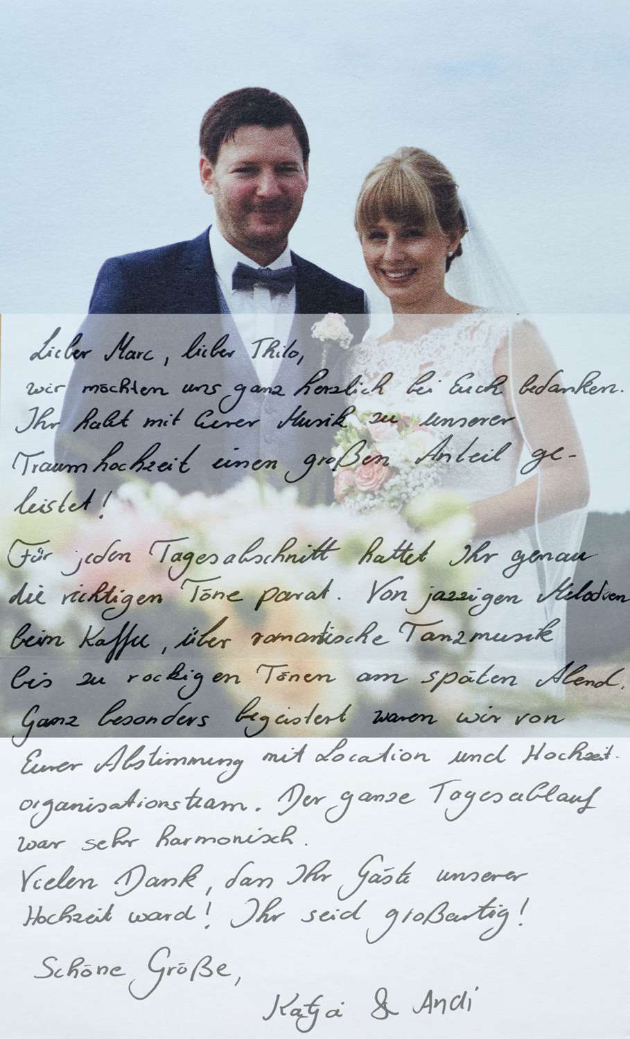 Dankesbrief von Hochzeitspaar an BIG Time