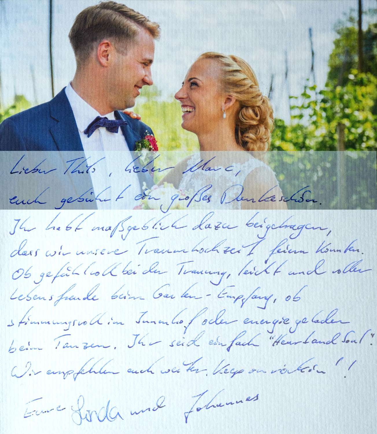 Dankesbrief von Hochzeitspaar an BIG Time