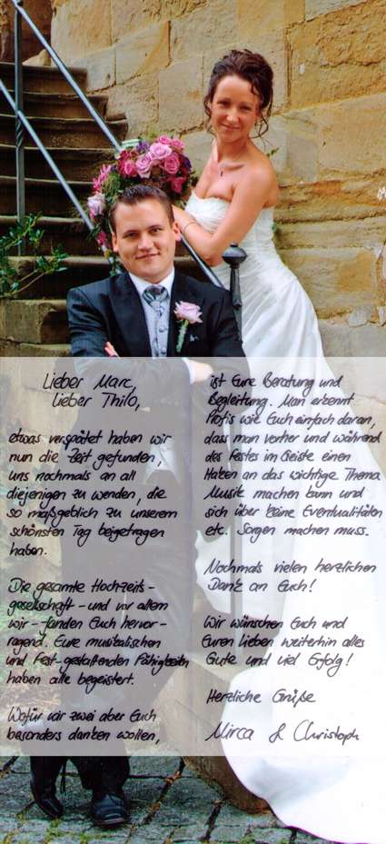 Dankesbrief von Hochzeitspaar an BIG Time