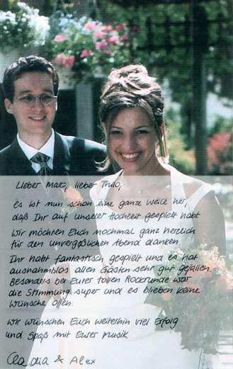 Dankesbrief von Hochzeitspaar an BIG Time